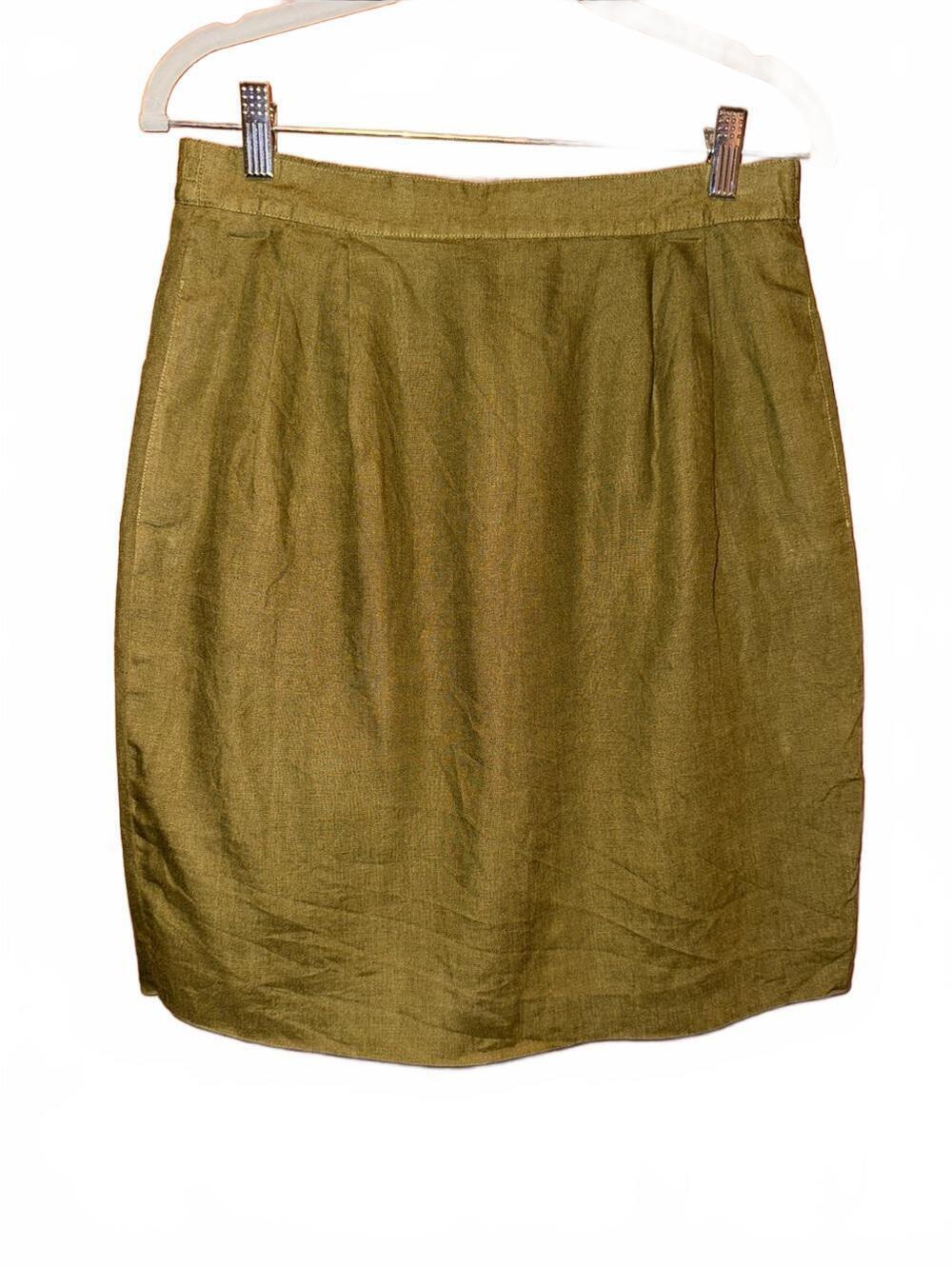 Talbots petites women’s vintage Olive Green Irish linen Skirt Sz 10 petite